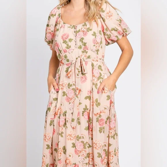 Pinkblush Floral Pink Midi Dress - Picture 7 of 12